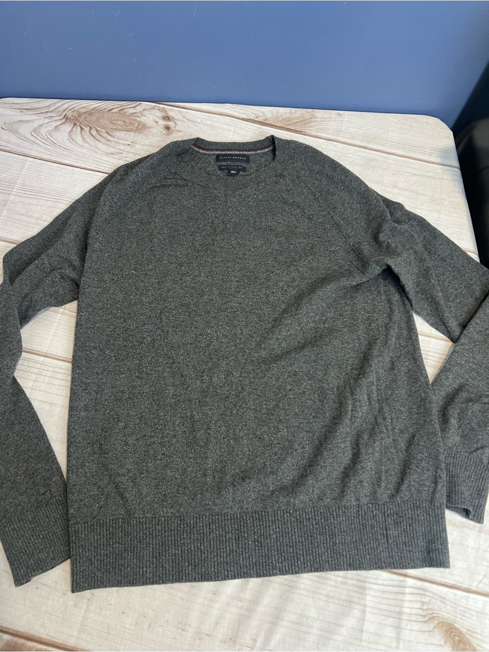Banana Republic Men's Merino Wool Charcoal Crewneck Sweater